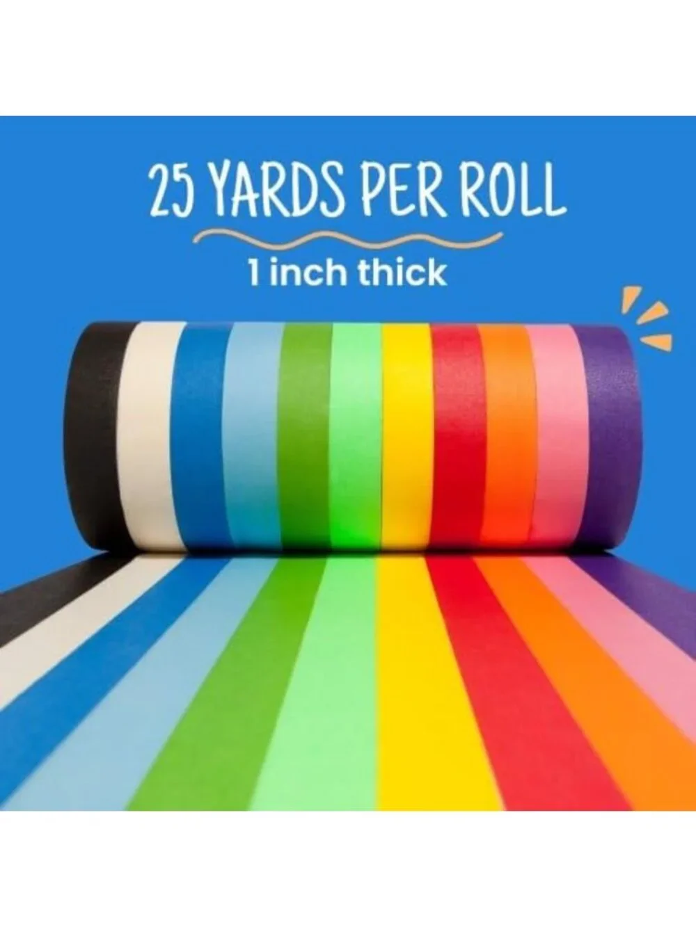 Vibrant Colored Masking Tape - 11 Roll Multi-Pack, 825 Ft for Arts & Crafts